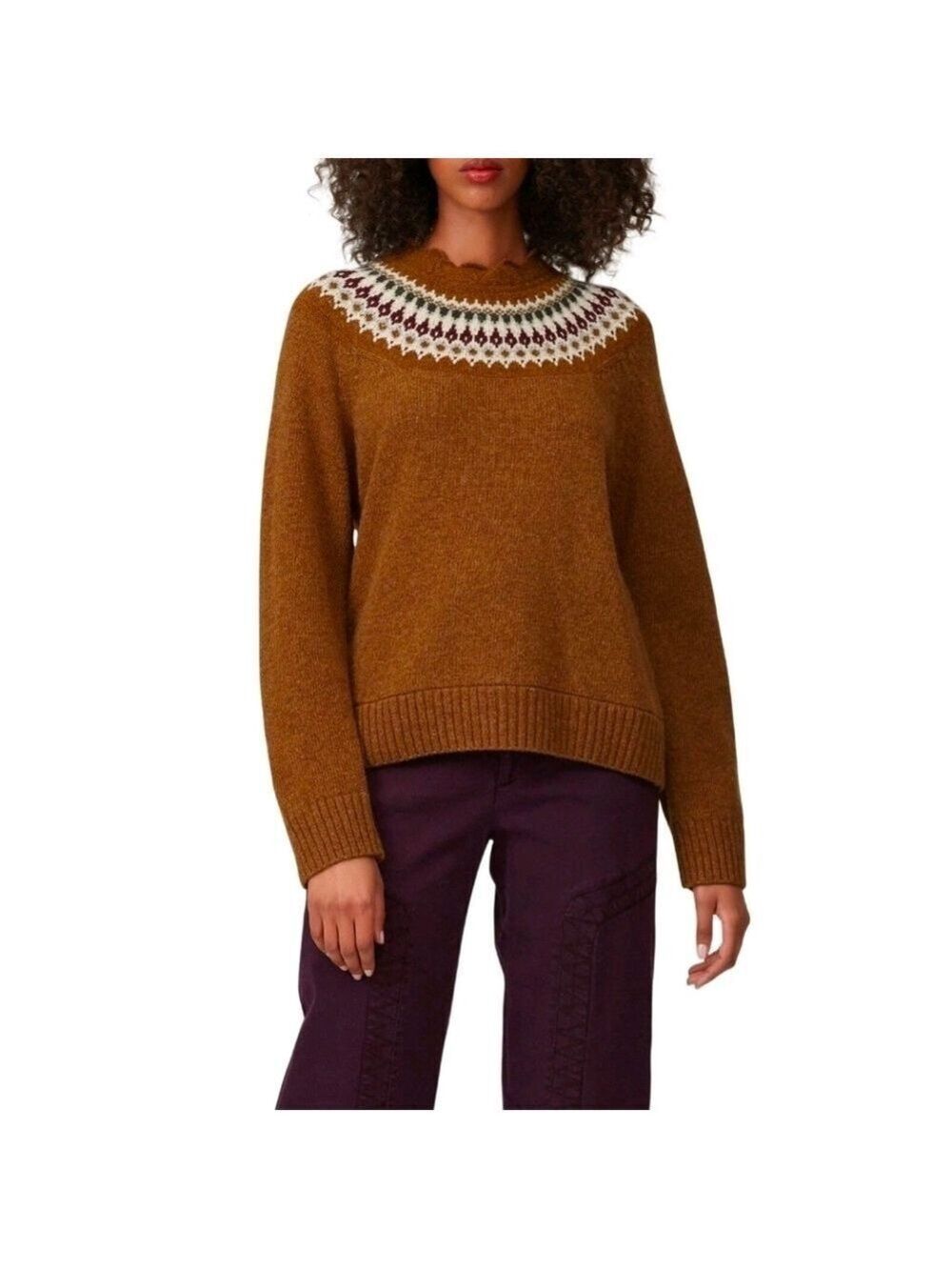 Sea New York Brown Fair Isle Sweater